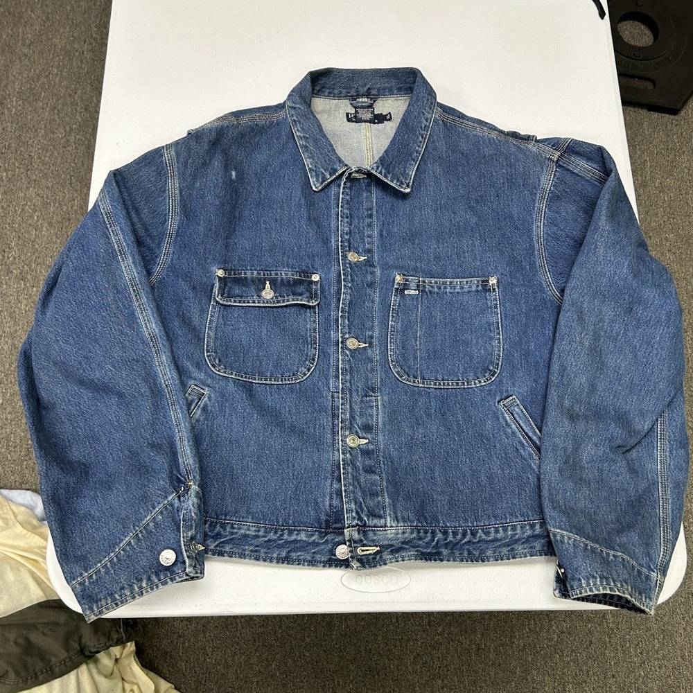 Vintage Polo type 2 Denim Trucker Jacket Mens XL Blue Workwear Heavyweight